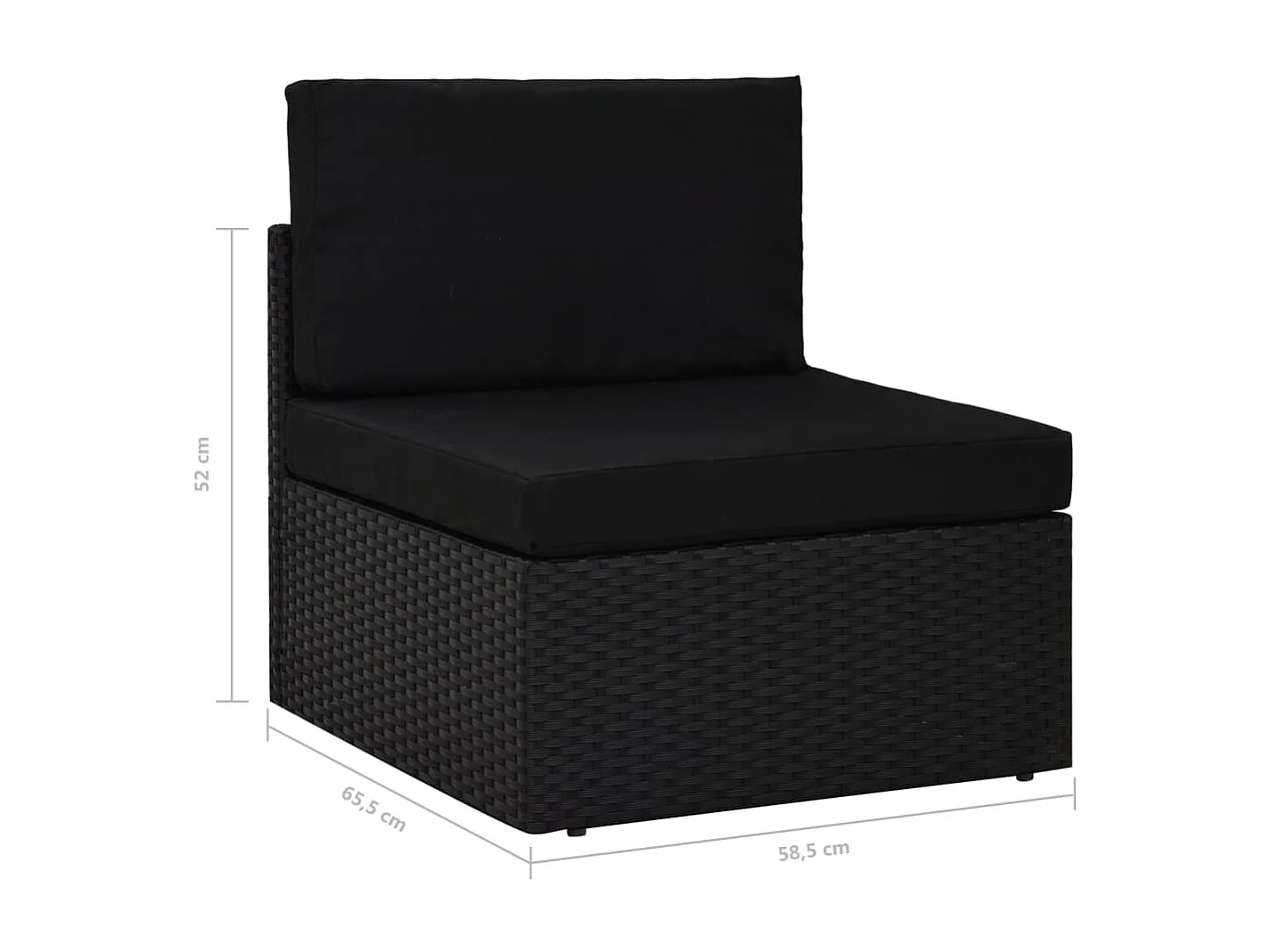 Tweezitsbank sectioneel poly rattan zwart