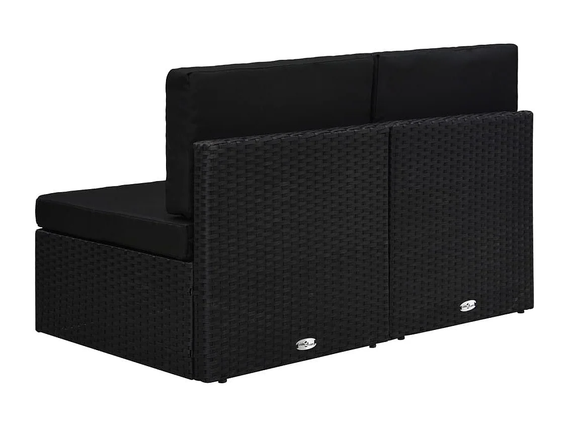 Tweezitsbank sectioneel poly rattan zwart