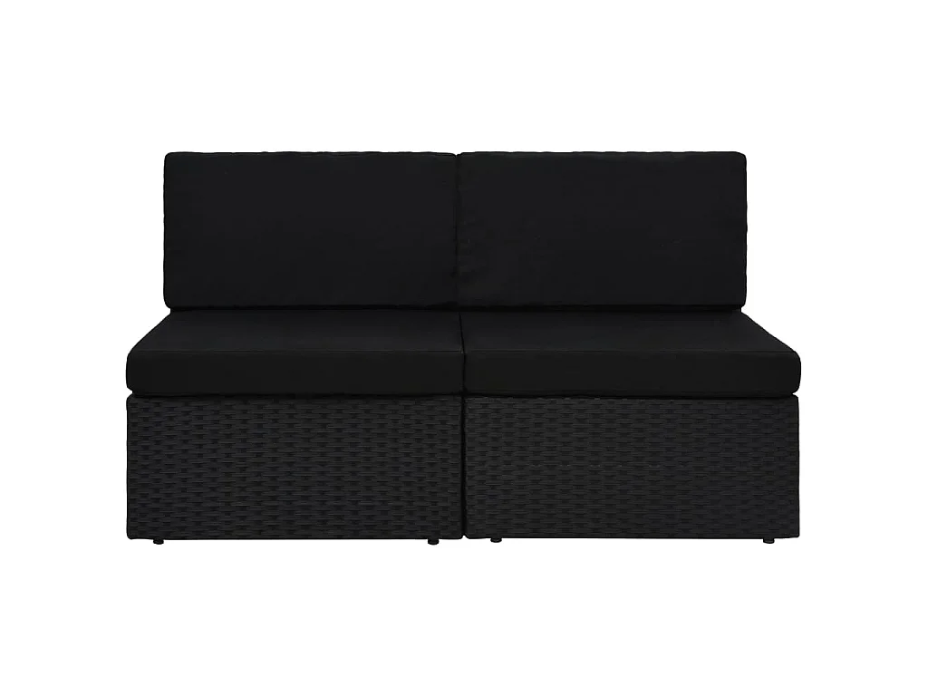 Divano Modulare a 2 Posti in Polyrattan Nero