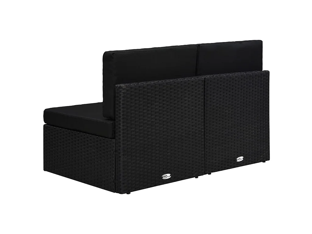 Divano Modulare a 2 Posti in Polyrattan Nero