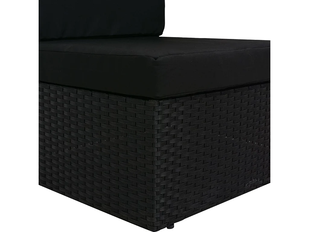Divano Modulare a 2 Posti in Polyrattan Nero