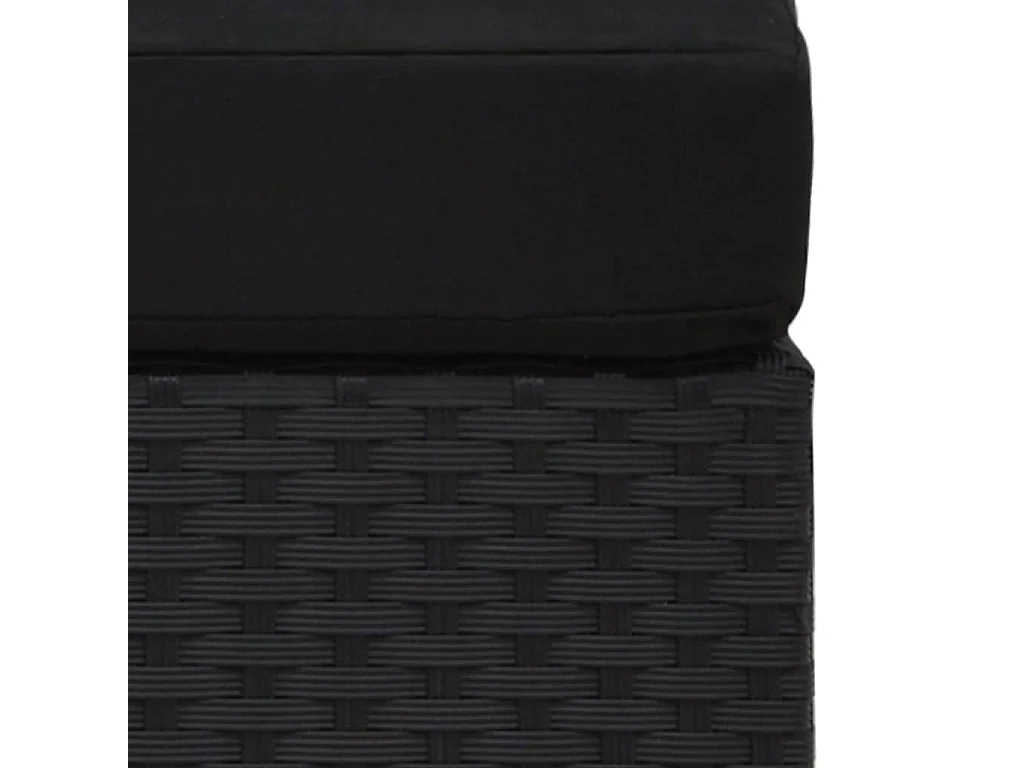 Divano Modulare a 2 Posti in Polyrattan Nero