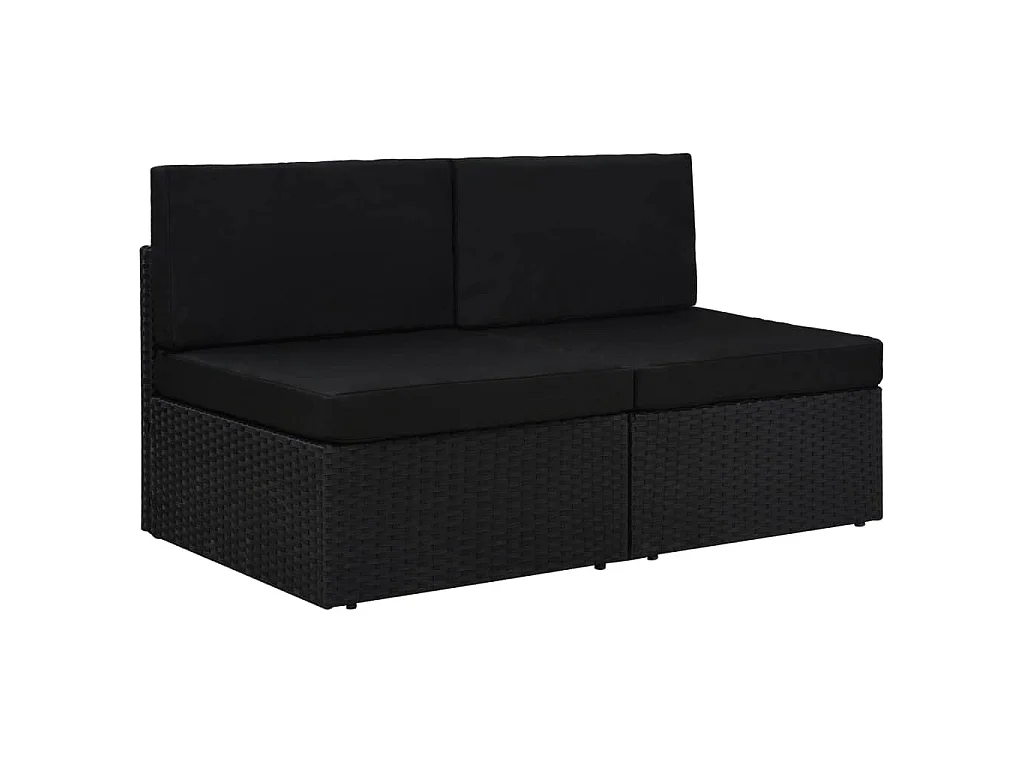 Modulares 2-Sitzer-Sofa Poly Rattan Schwarz