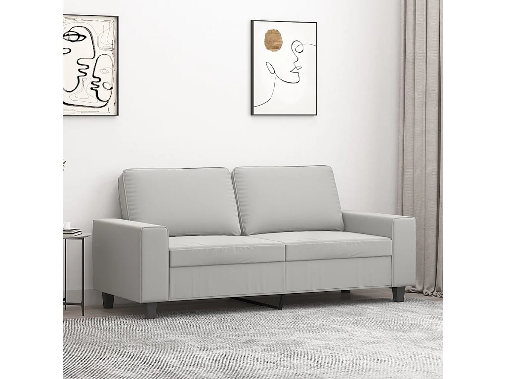 Divano a 2 Posti Grigio Chiaro 140 cm in Tessuto Microfibra