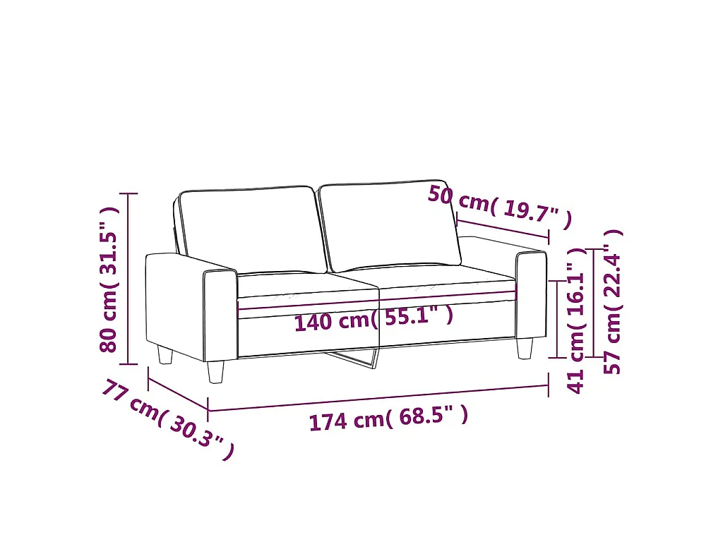 Canapé 2 places en microfibre gris clair