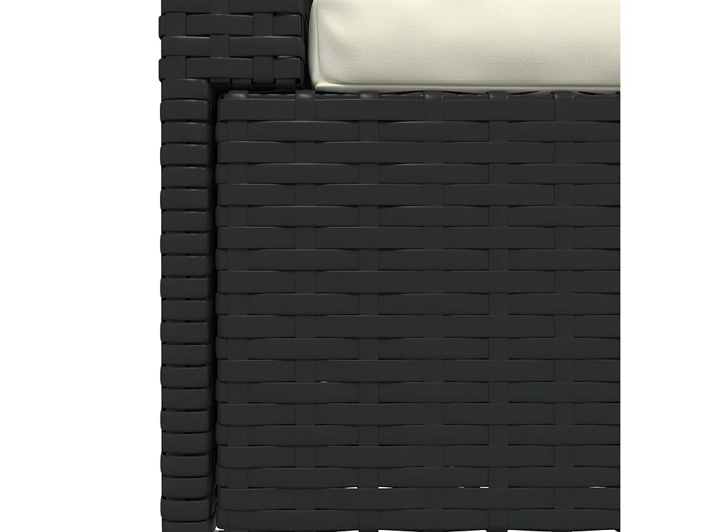 Tweezitsbank met kussens poly rattan zwart