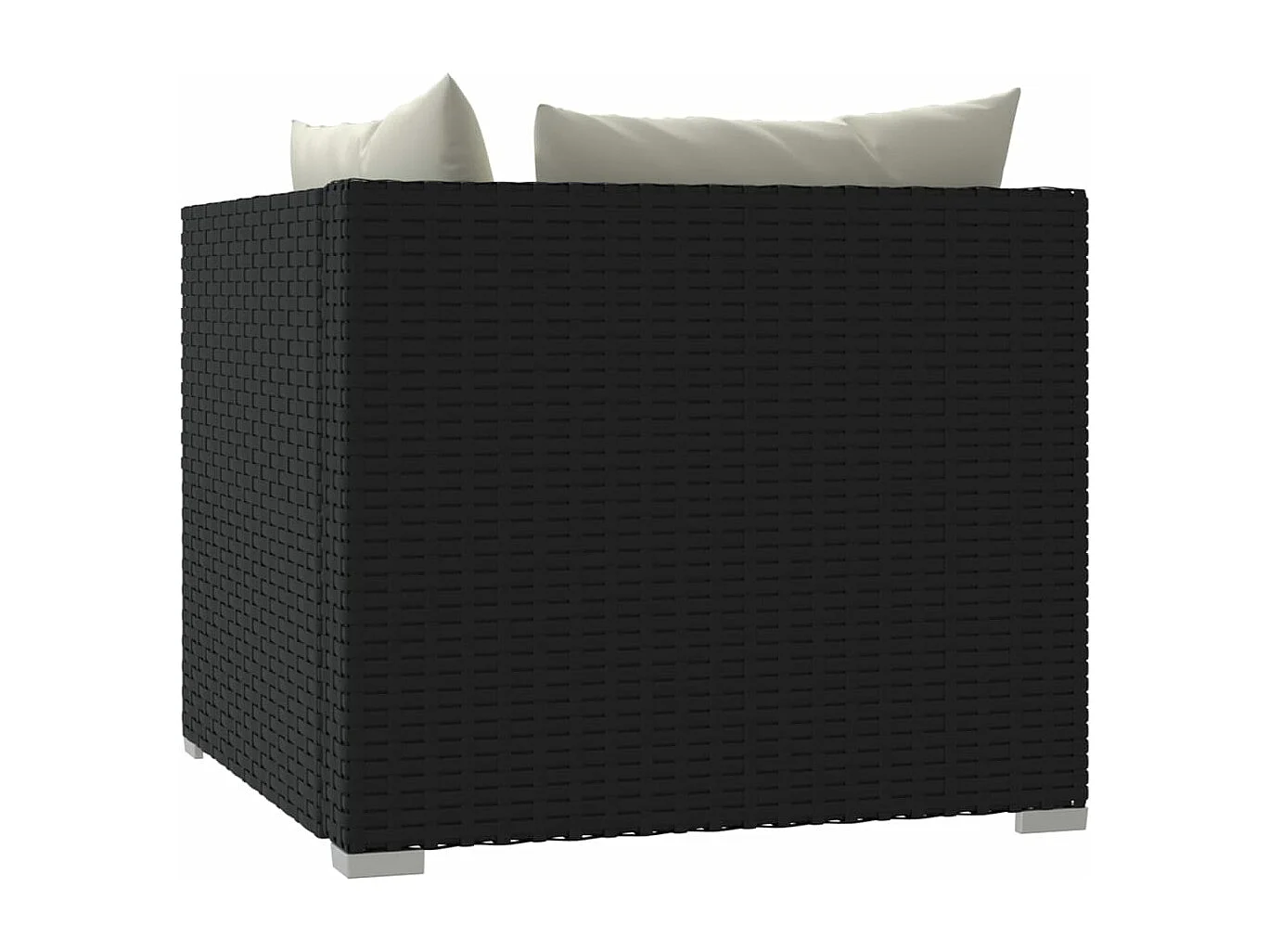 Tweezitsbank met kussens poly rattan zwart