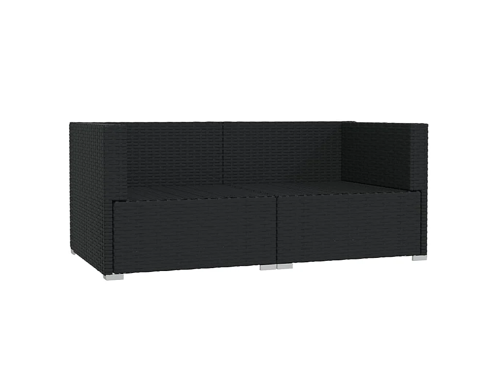 Tweezitsbank met kussens poly rattan zwart