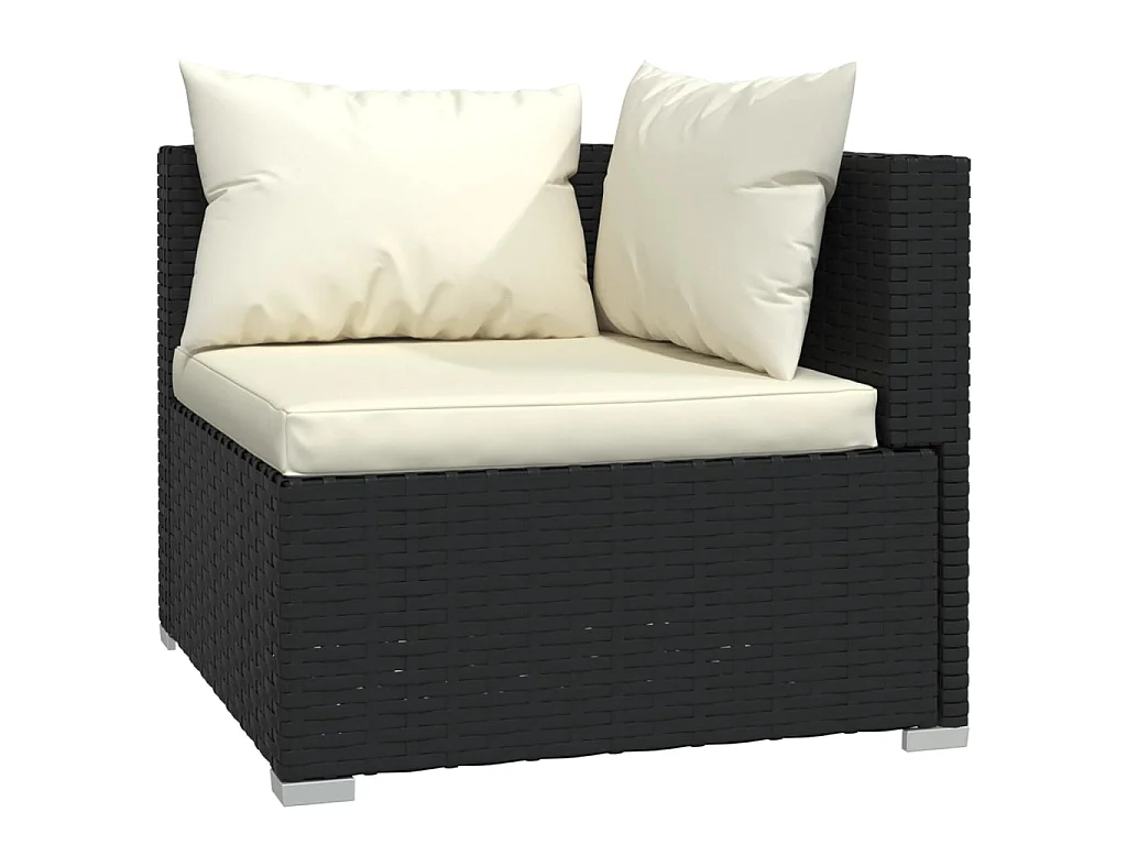 Tweezitsbank met kussens poly rattan zwart
