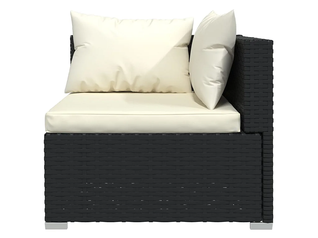 Tweezitsbank met kussens poly rattan zwart