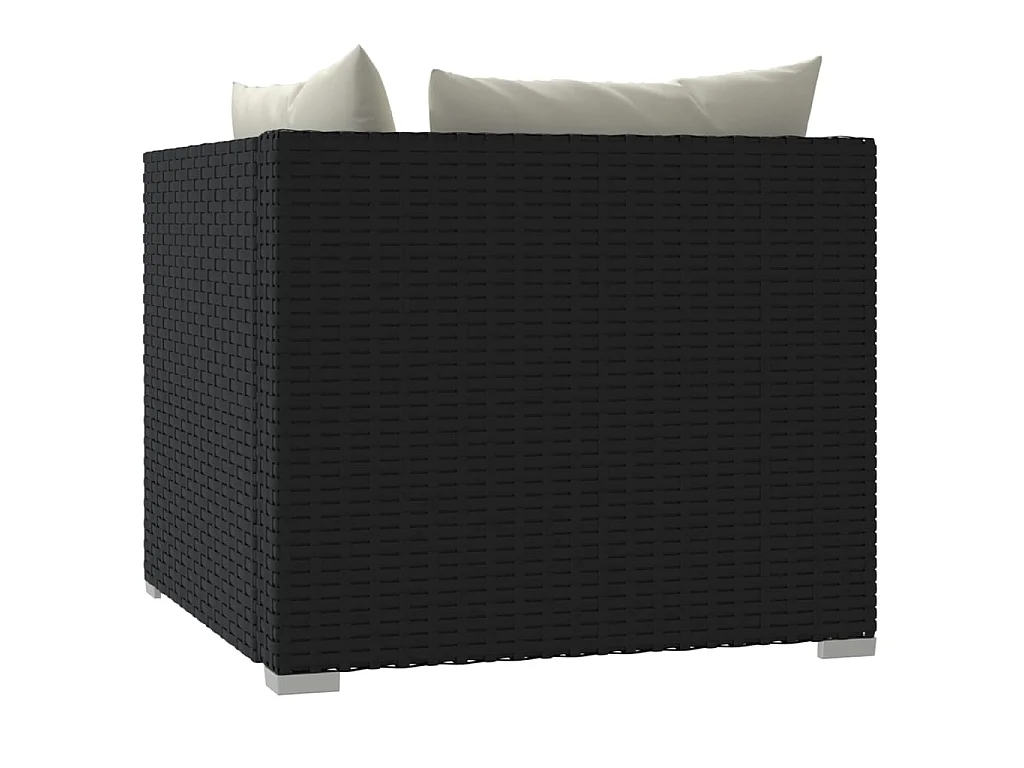 Tweezitsbank met kussens poly rattan zwart