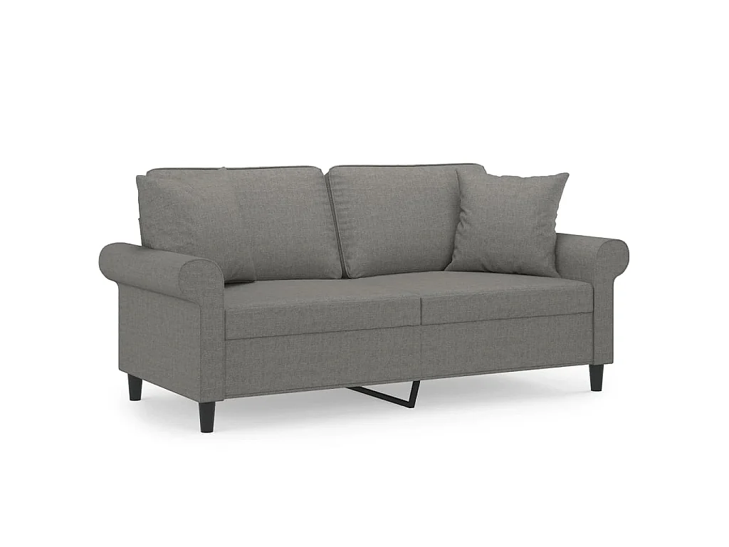 Canapé 2 places et oreillers et coussins Gris foncé 140cm Tissu