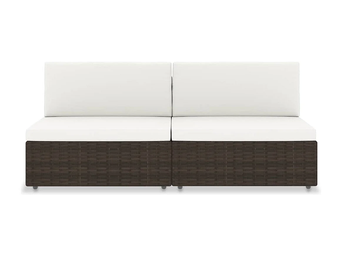 Tweezitsbank sectioneel poly rattan bruin