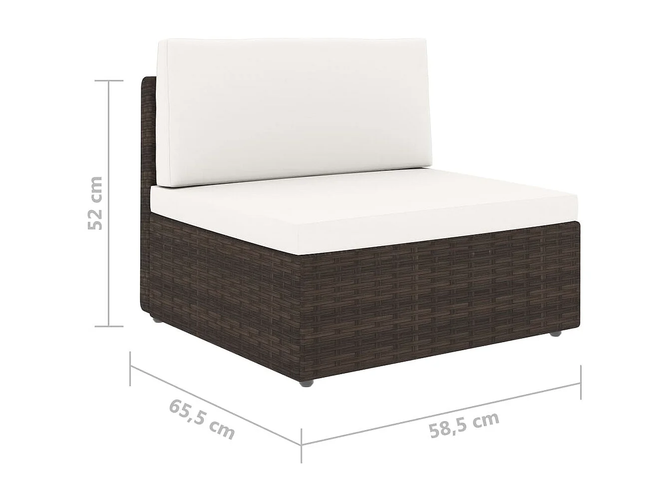 Tweezitsbank sectioneel poly rattan bruin