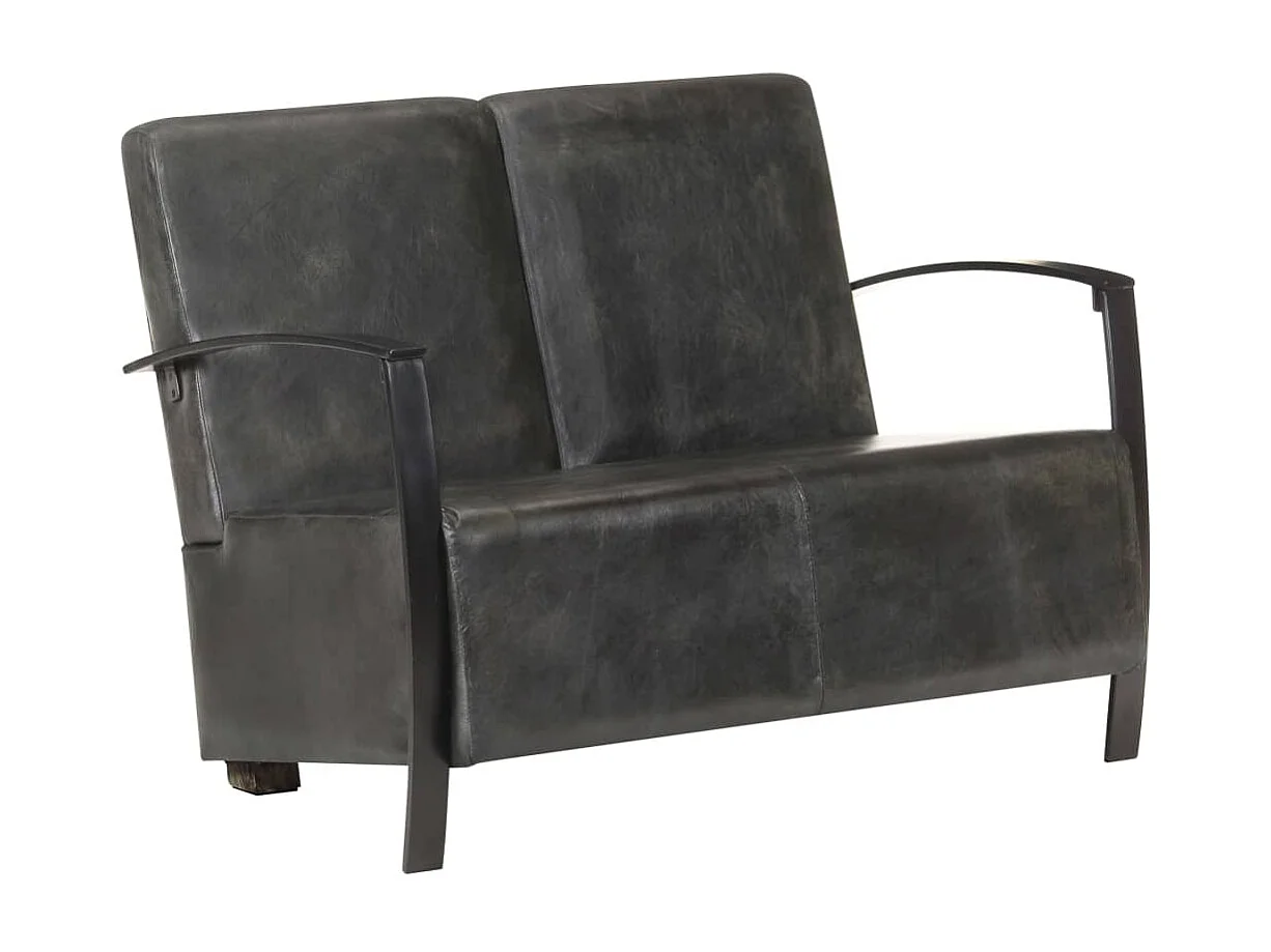 Tweezitsbank echt leer verweerd grijs