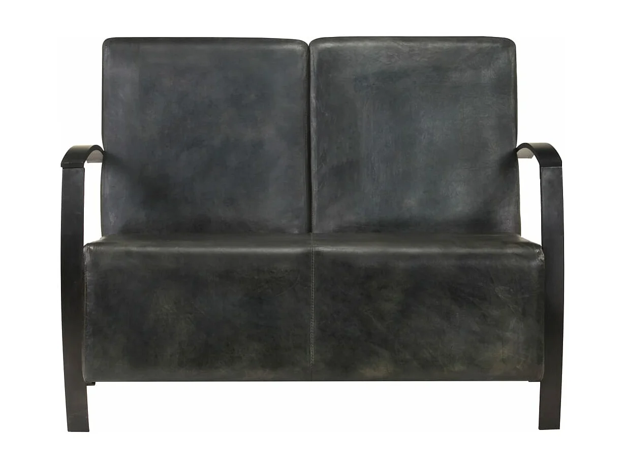 Tweezitsbank echt leer verweerd grijs