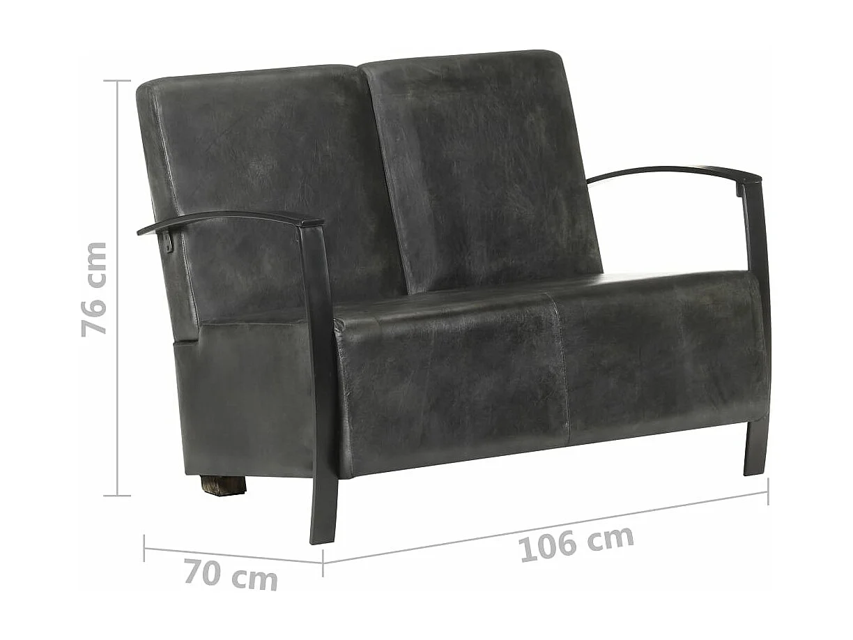 Tweezitsbank echt leer verweerd grijs