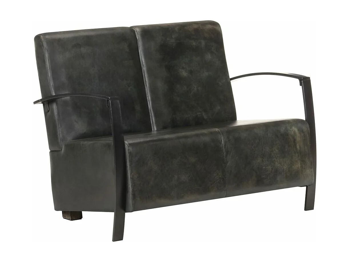 Tweezitsbank echt leer verweerd grijs