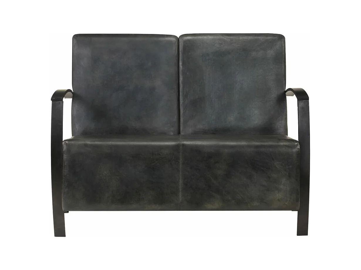 Canapé à 2 places gris délavé cuir véritable