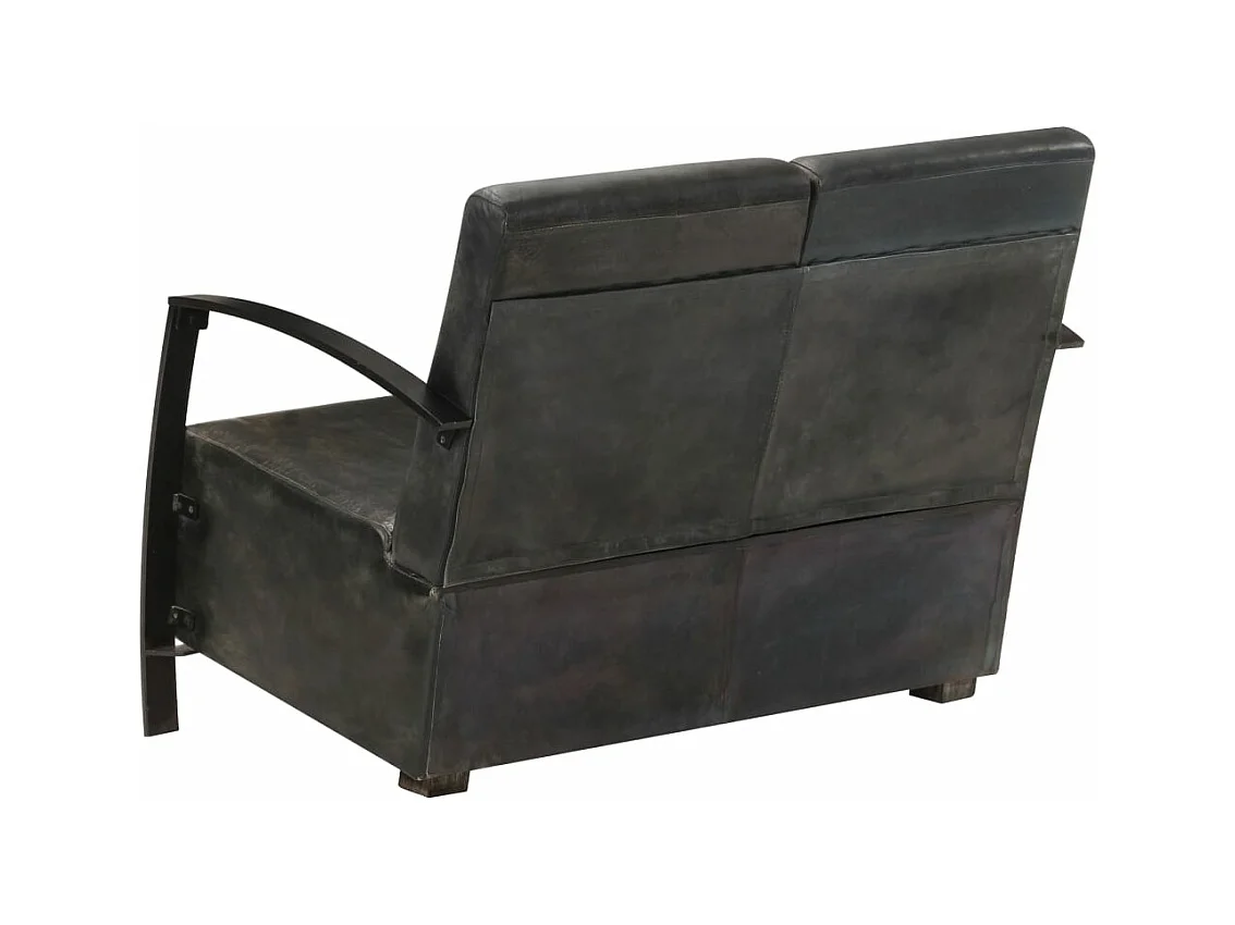 Canapé à 2 places gris délavé cuir véritable