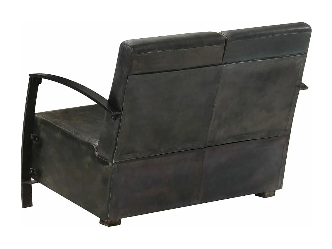 Canapé à 2 places gris délavé cuir véritable