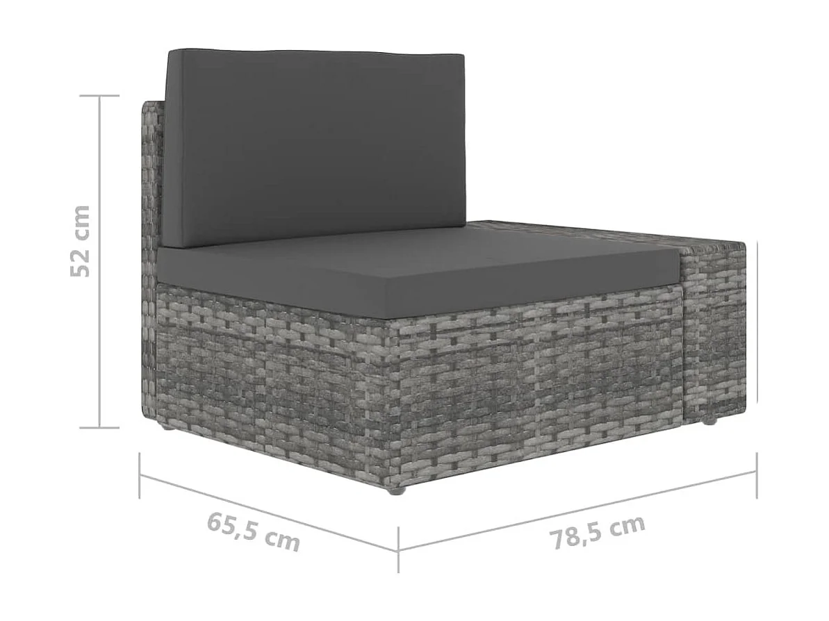 Canapé sectionnel 2 places Résine tressée Gris