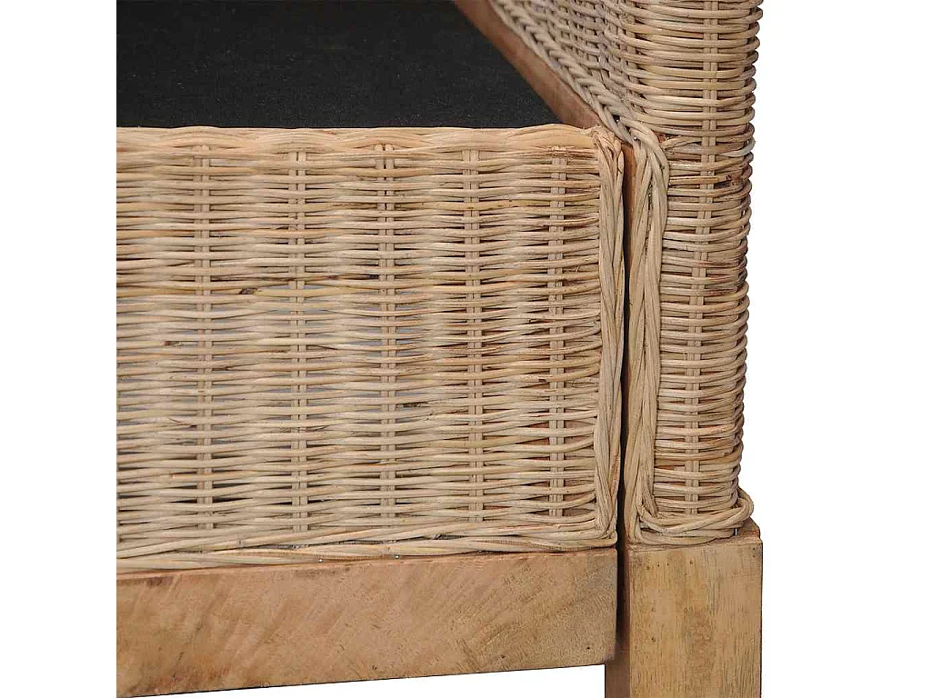 Driezitsbank met kussens natuurlijk rattan