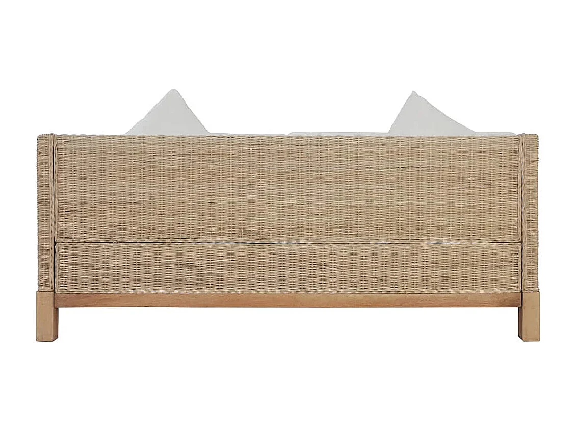 Canapé à 3 places avec coussins Rotin naturel