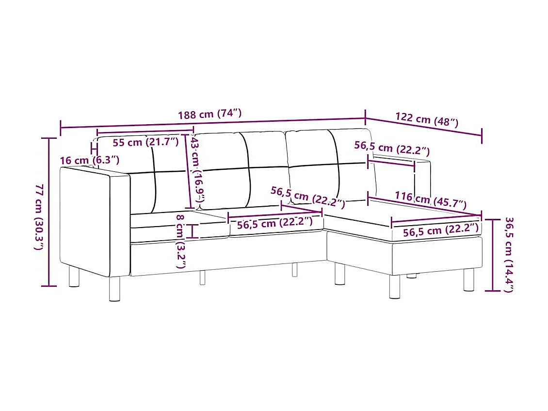 Driezitsbank kunstleer wit