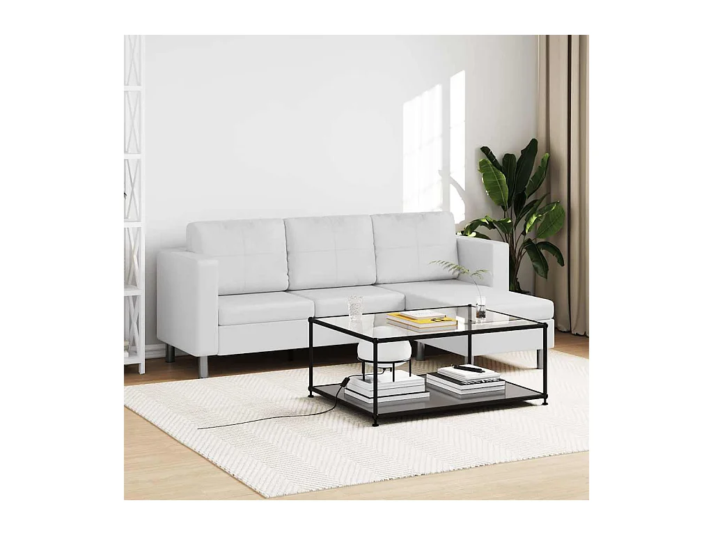 Canapé sectionnel à 3 places cuir synthétique blanc