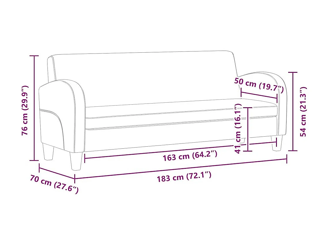 Driezitsbank kunstsuède bruin