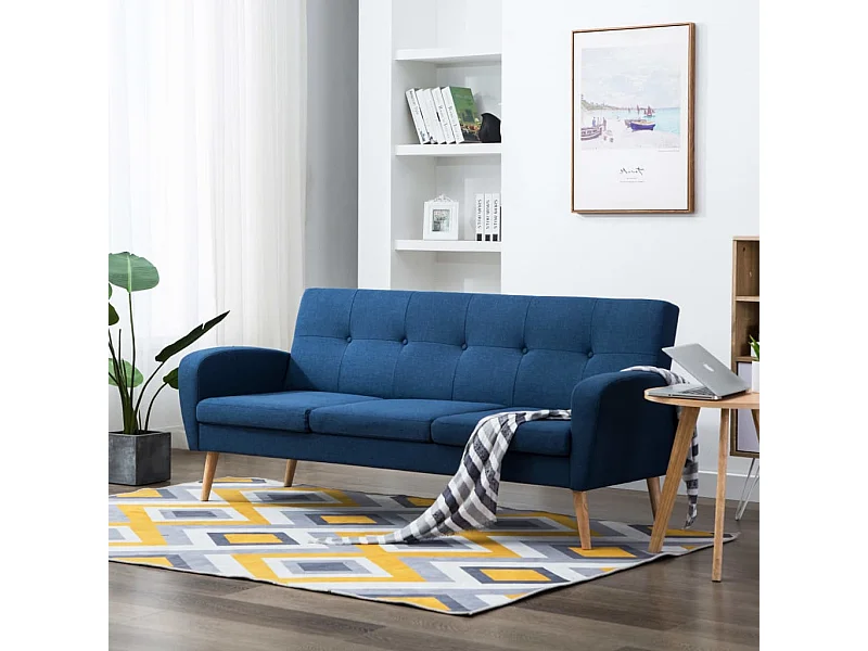 Driezitsbank stof blauw