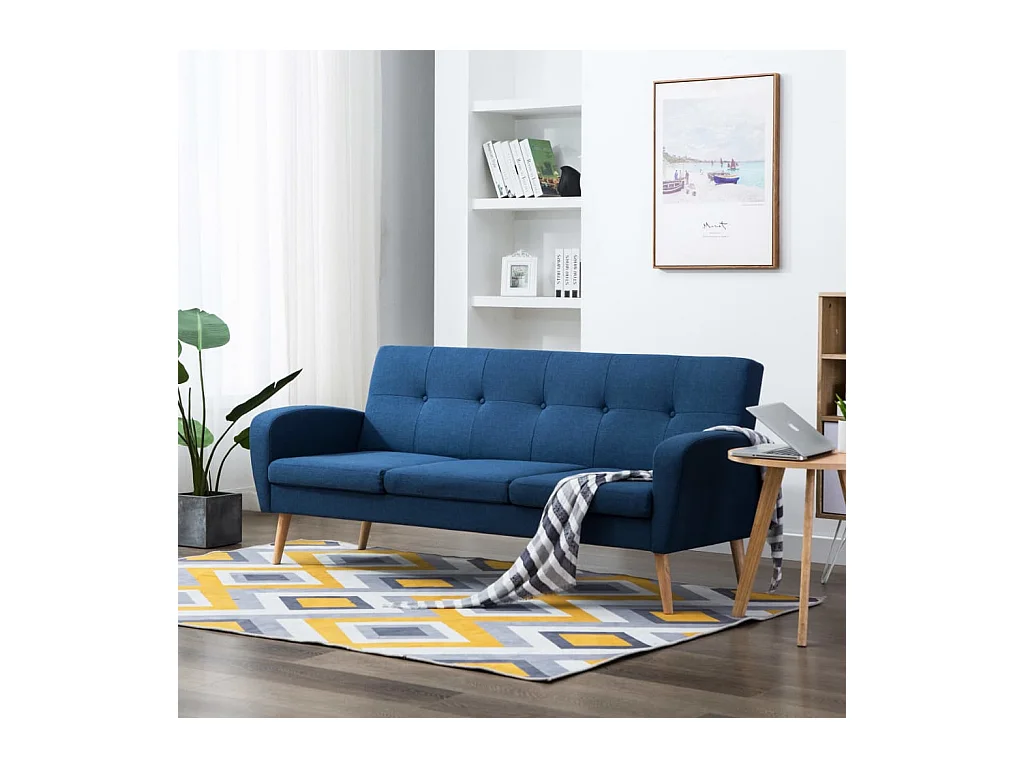Sofa 3-Sitzer Stoff Blau