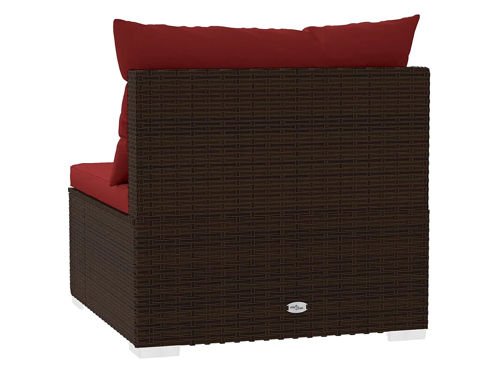 3-Sitzer-Sofa mit Kissen Braun Poly Rattan