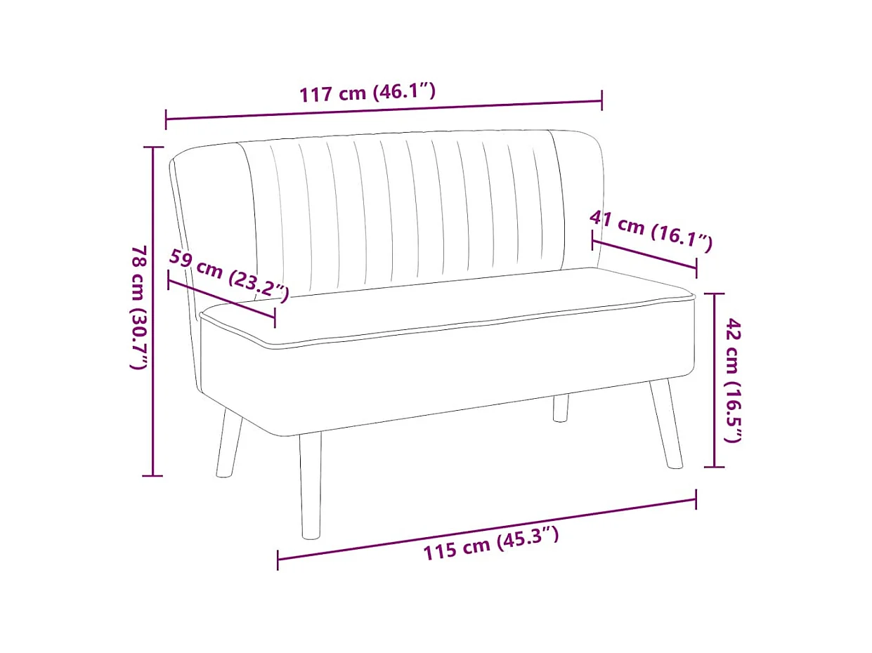 Canapé 117x55,5x77 cm Tissu Bleu