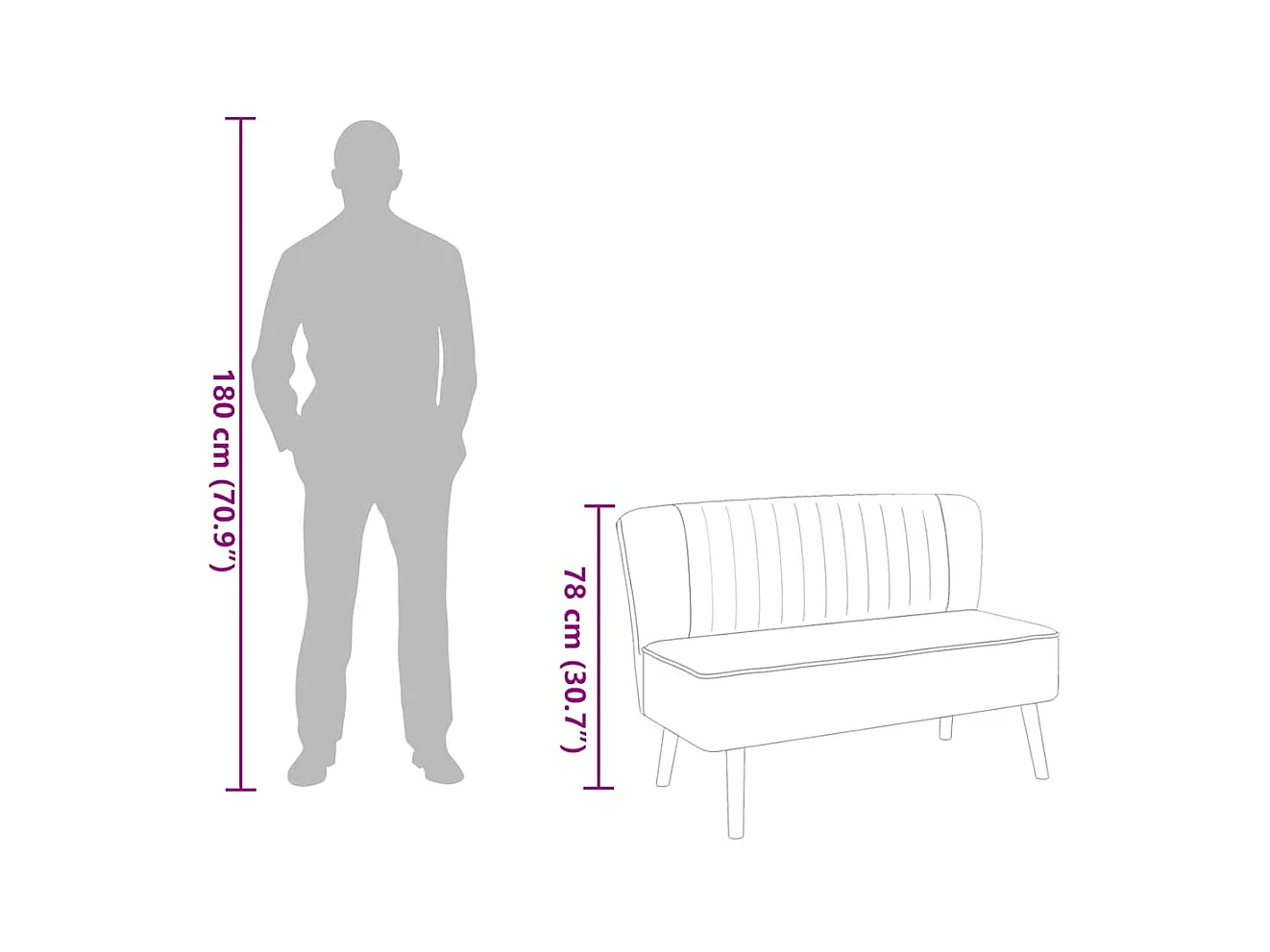 Canapé 117x55,5x77 cm Tissu Bleu