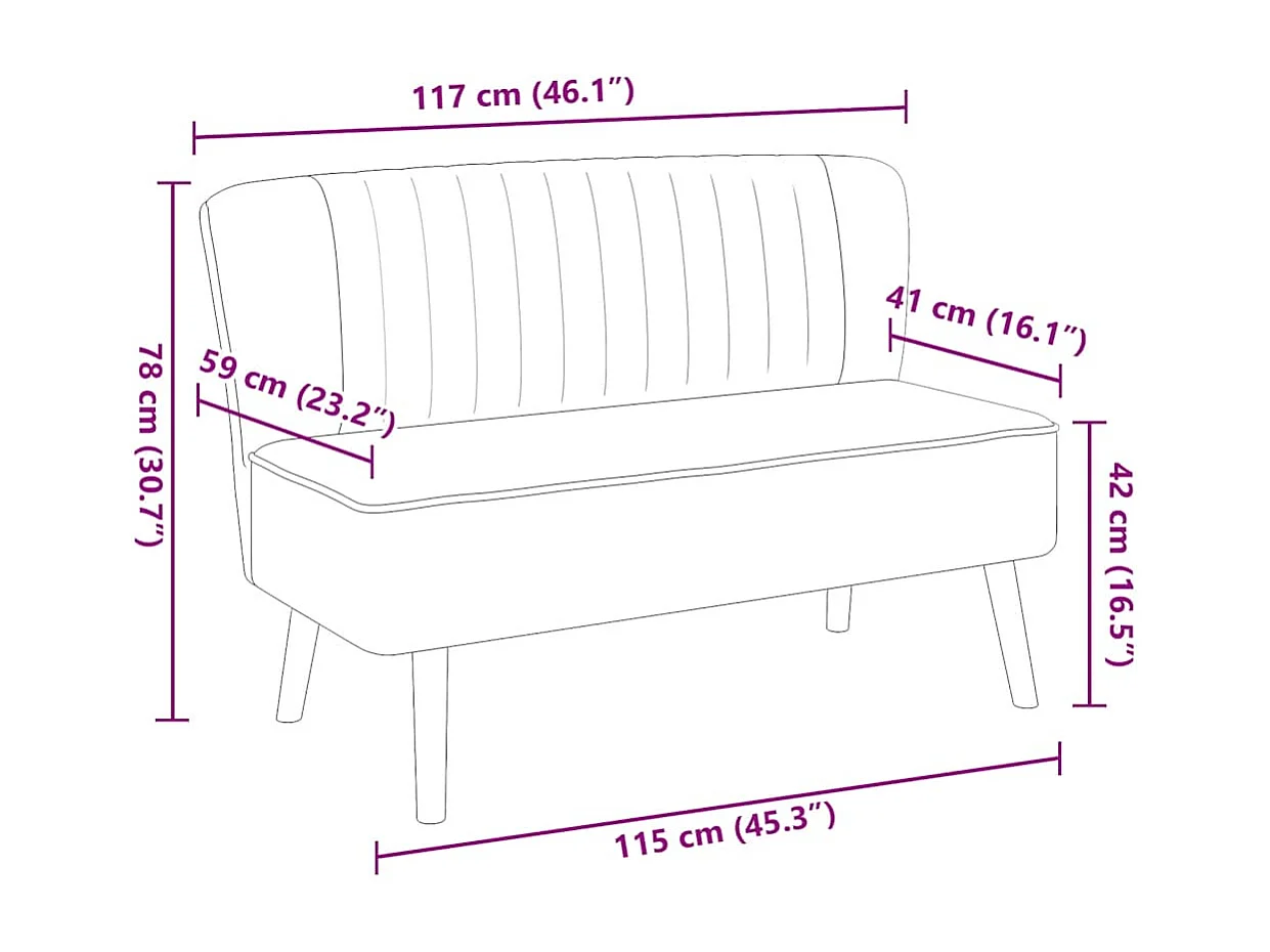 Canapé 117x55,5x77 cm Tissu Bleu