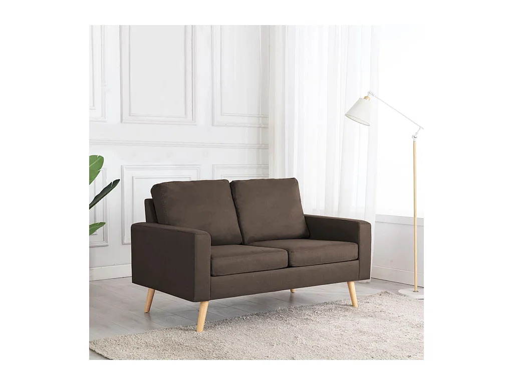 Canapé à 2 places Marron Tissu