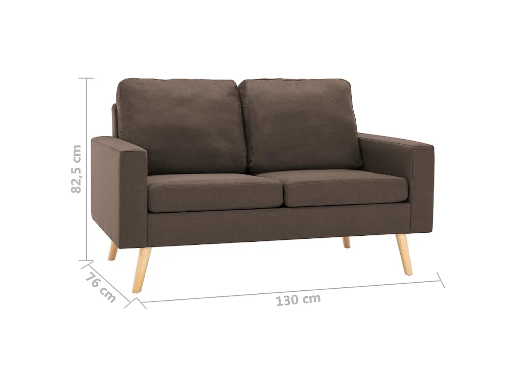 Canapé à 2 places Marron Tissu