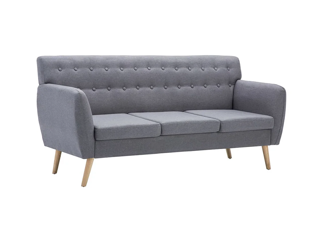 Divano a 3 Posti Rivestito in Tessuto 172x70x82cm Grigio Chiaro