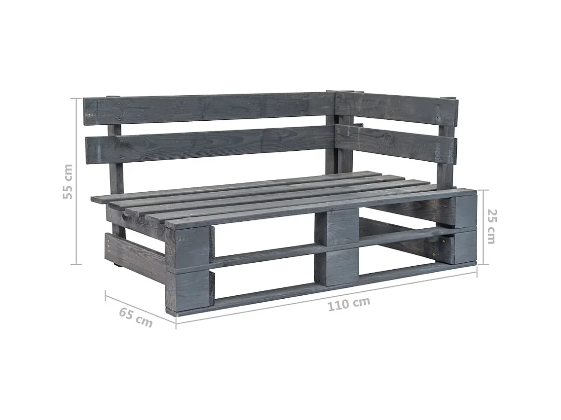 Canapé palette 2 places avec coussins Pin imprégné de gris