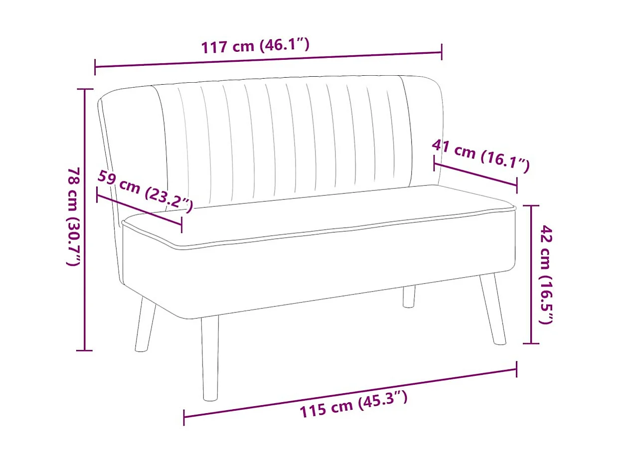 Canapé 117 x 55,5 x 77 cm Tissu Gris clair