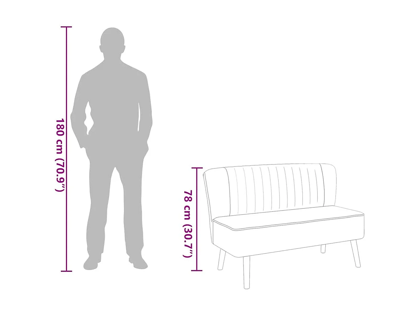 Canapé 117 x 55,5 x 77 cm Tissu Gris clair