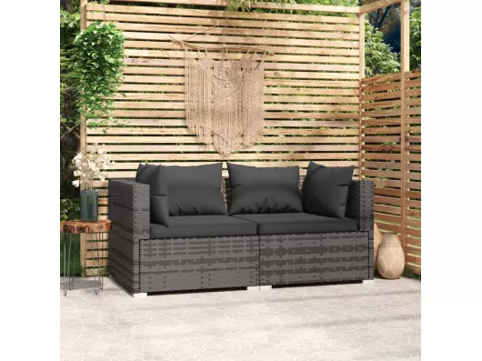 Kauf Unique 2-Sitzer-Sofa mit Kissen Grau Poly Rattan