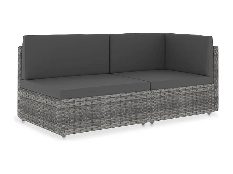 Modulares 2-Sitzer-Sofa Poly Rattan Grau