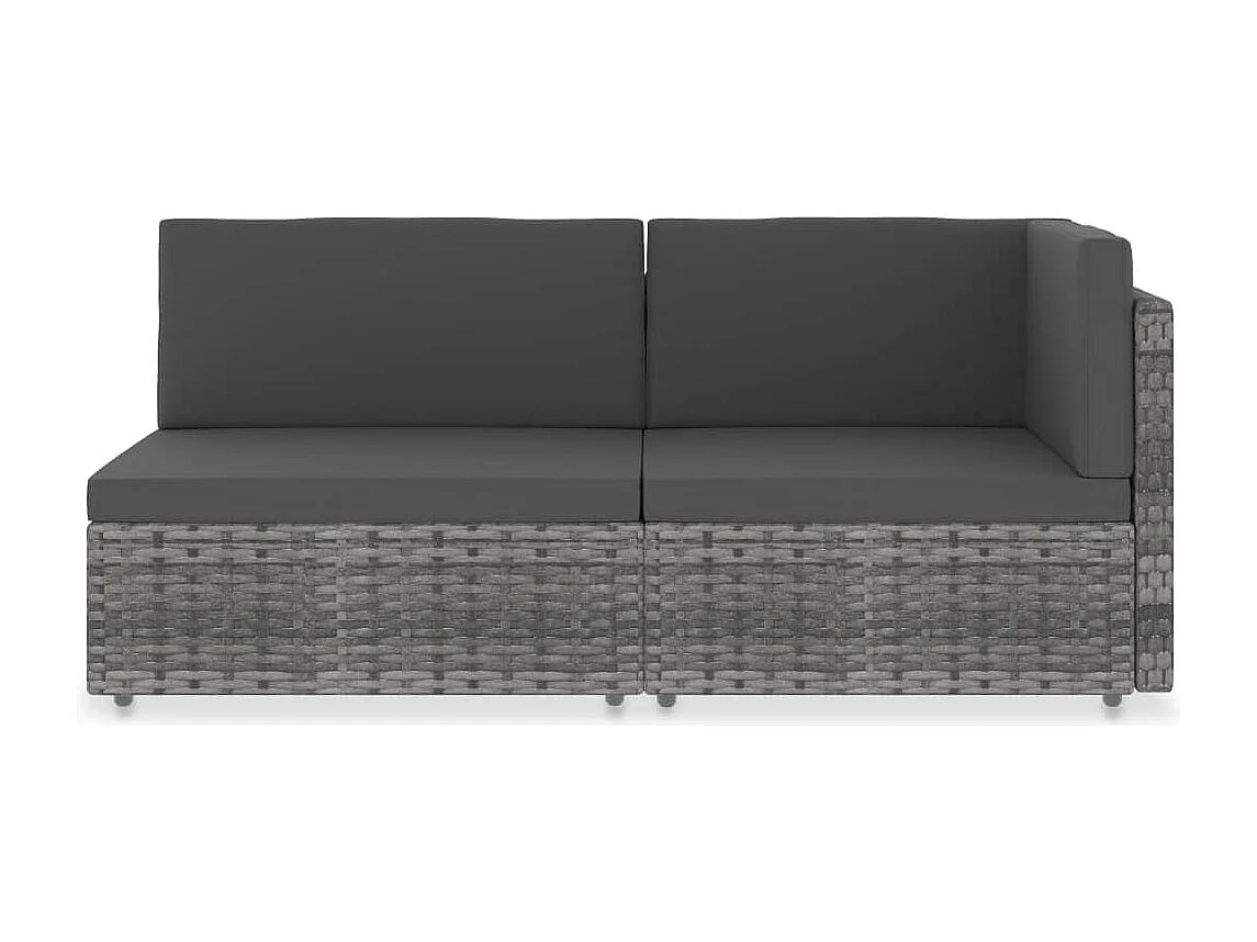 Canapé sectionnel 2 places Résine tressée Gris
