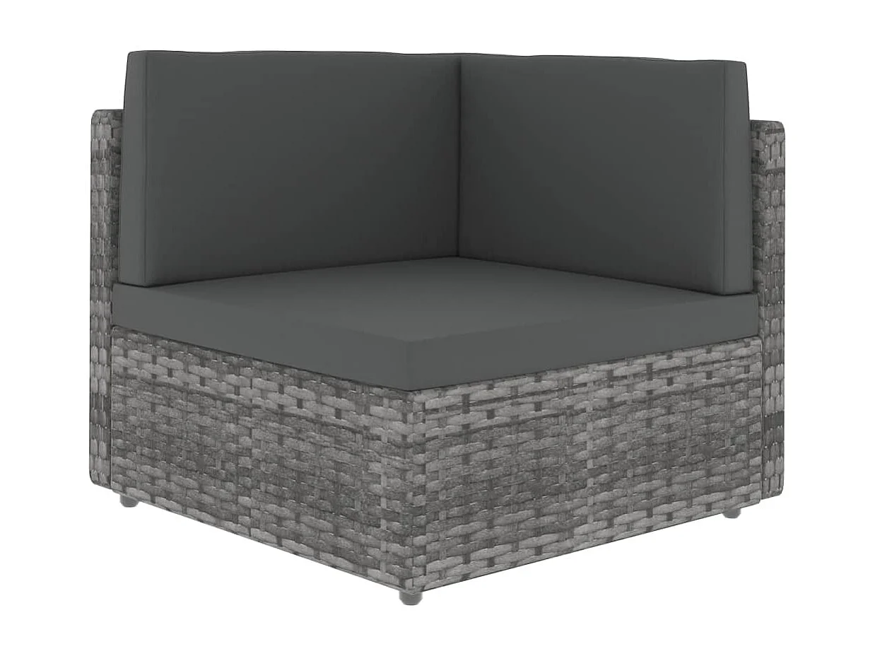 Canapé sectionnel 2 places Résine tressée Gris
