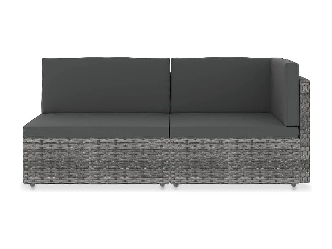 Canapé sectionnel 2 places Résine tressée Gris