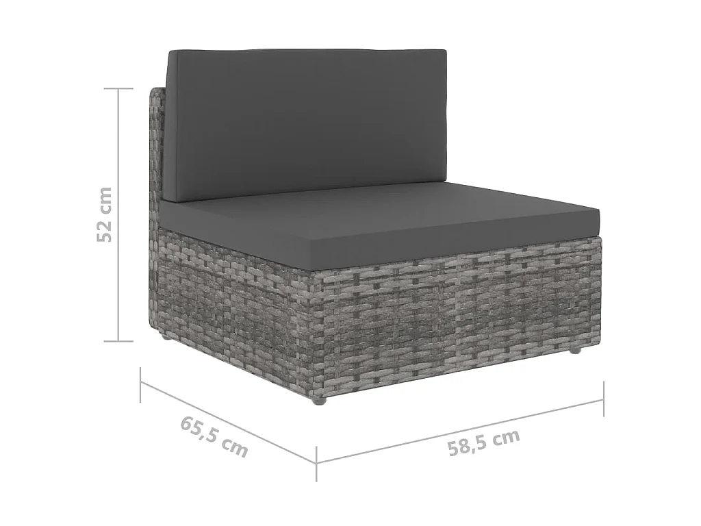 Canapé sectionnel 2 places Résine tressée Gris