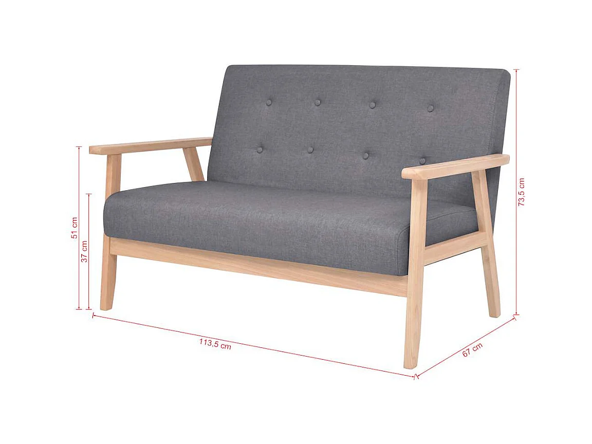 Sofa 2-Sitzer Stoff Dunkelgrau